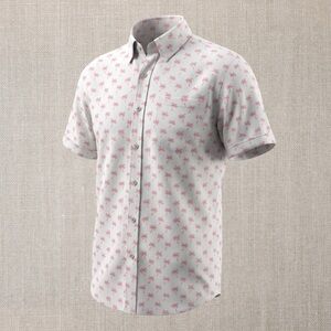 Men's Heritage Pink Palm Tree Print Button Up Shirt